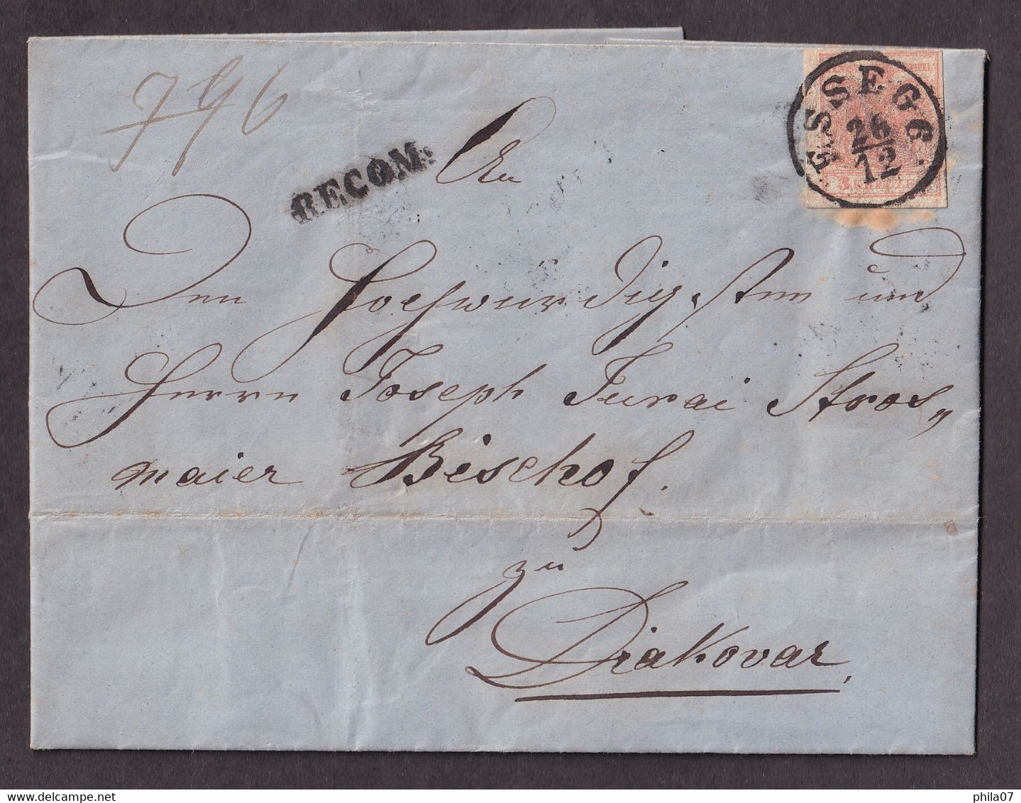 Croatia/Austria - Letter With Complete Content, Sent By Registered Mail From Osijek To Đakovo 26.12. 1856, To Bishop J.J - Covers & Documents