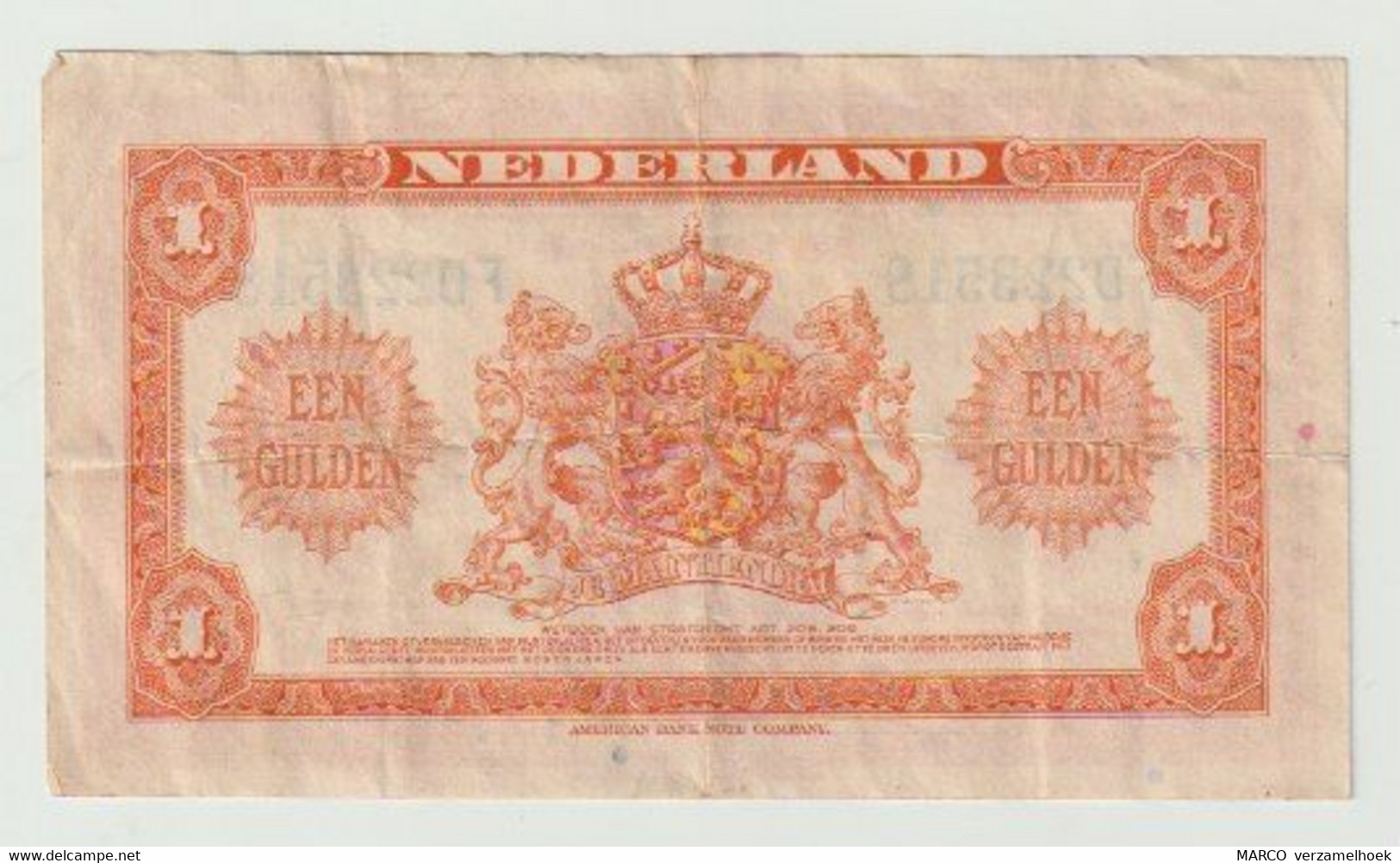 Baanknote 1 Gulden 1943 Nederland-the Netherlands Wilhelmina - Otros & Sin Clasificación