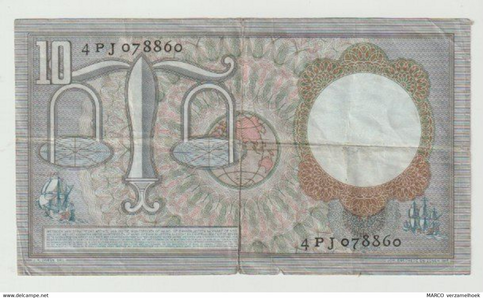 Banknote 10 Gulden 1953 Nederland-the Netherlands Hugo De Groot - 10 Florín Holandés (gulden)