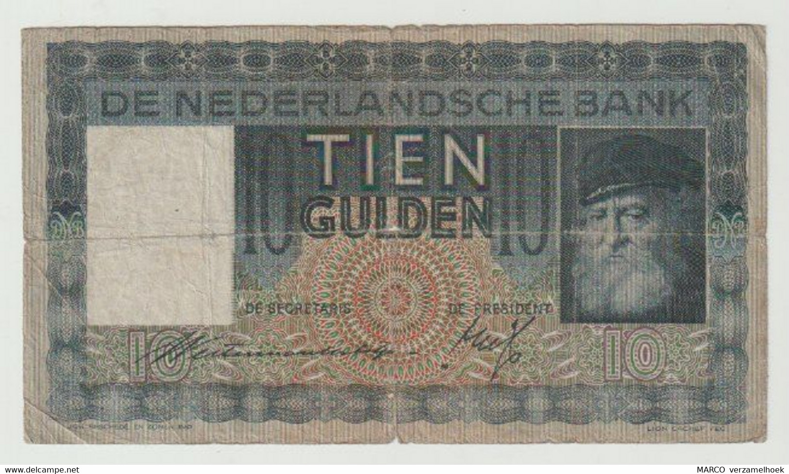 Banknote 10 Gulden 1933 Nederland-the Netherlands Grijsaard - 10 Florín Holandés (gulden)