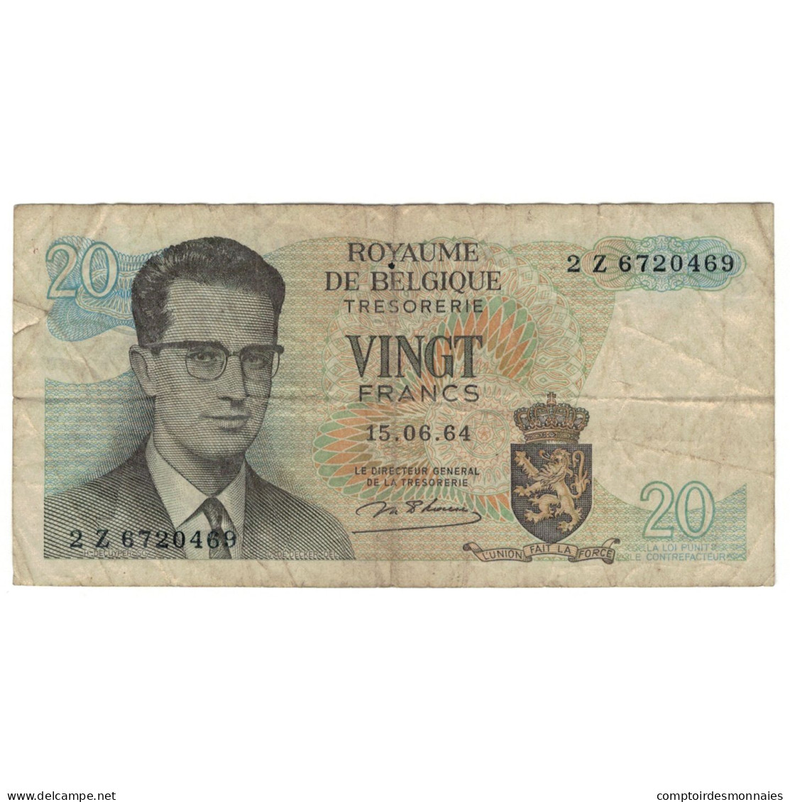 Billet, Belgique, 20 Francs, 1964, 1964-06-15, KM:138, B - Andere & Zonder Classificatie