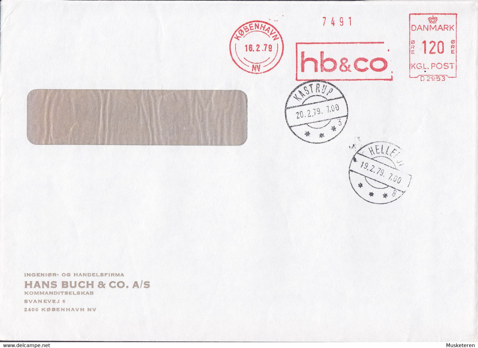 HANS BUCH & Co. Kommanditselskab 'D2953' KØBENHAVN 1979 Meter Cover Freistempel Brief Brotype KASTRUP & HELLERUP (Arr.) - Frankeermachines (EMA)