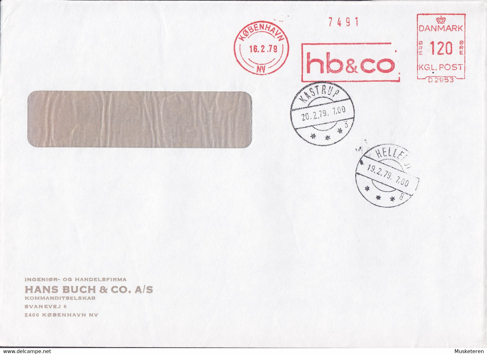 HANS BUCH & Co. Kommanditselskab 'D2953' KØBENHAVN 1979 Meter Cover Freistempel Brief Brotype KASTRUP & HELLERUP (Arr.) - Maschinenstempel (EMA)