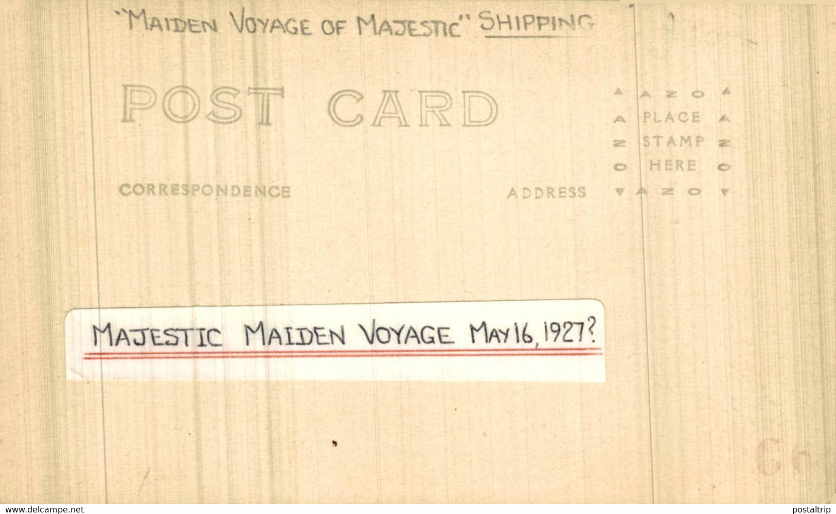 RMS  MAJESTIC  RPPC CARTE PHOTO  MAIDEN VIYAGE 1927 SKY LINE NEW YORK FROM DECK   WHITE STAR LINE SHIP BATEAU - Dampfer