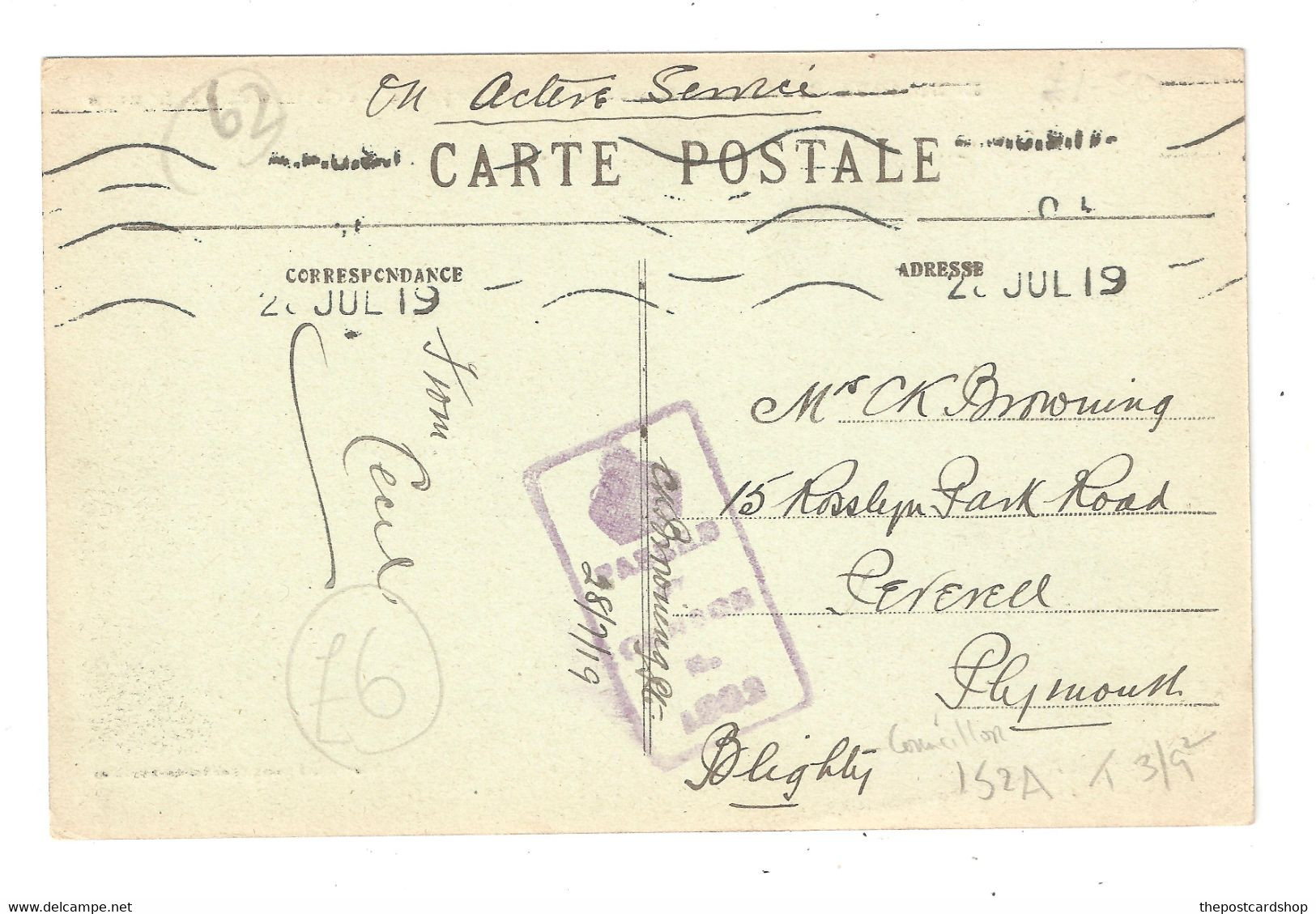 Military Postmark Passed By Censor  1919 !!! ON ACTIVE SERVICE ETAPLES - Groupe De Pêcheurs Et Pêcheuses - Etaples