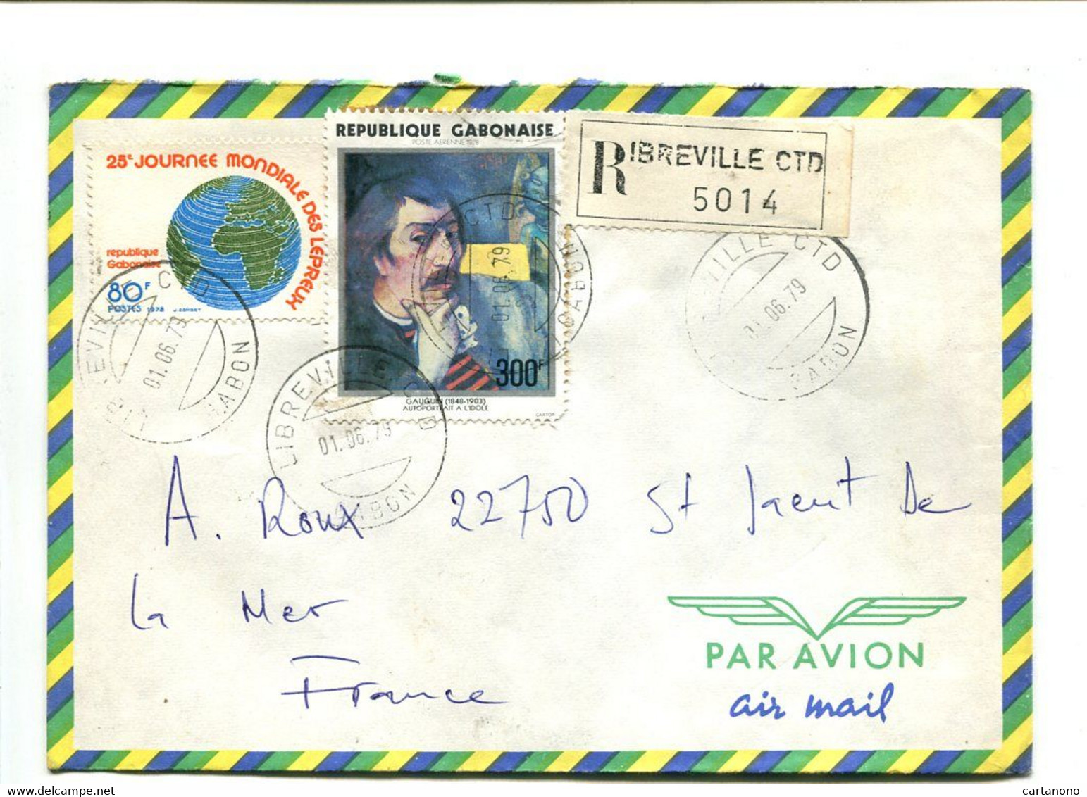 GABON Libreville CTD 1979  - Affranchissement Sur Lettre Recommandée -  Art / Peinture / Gauguin / Lèpre - Impressionismus