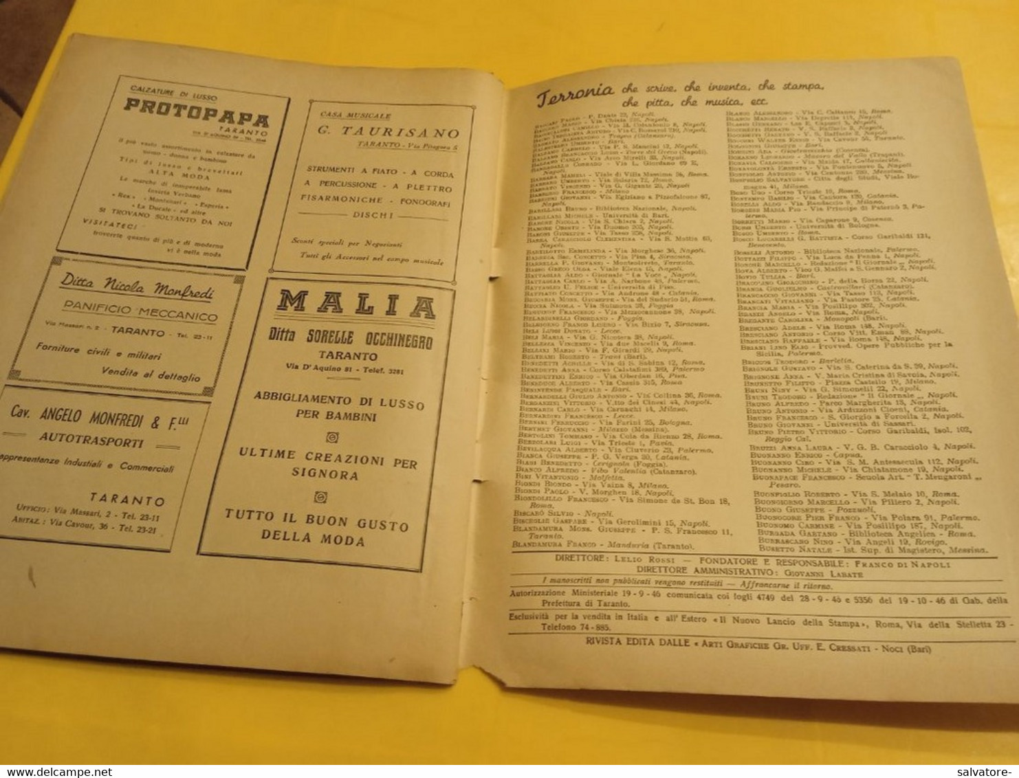 VALIGIA DEL SUD - QUINDICINALE DI LETTERE ARTI  INDUSTRIE - N° 5-6 - 1947 - Premières éditions