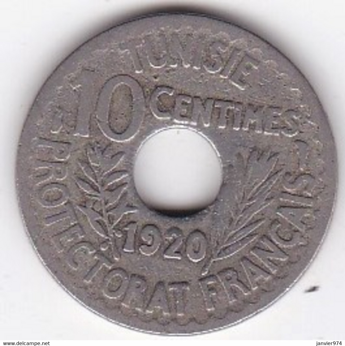 Protectorat Français 10 Centimes 1920 , Bronze Nickel - Tunisia