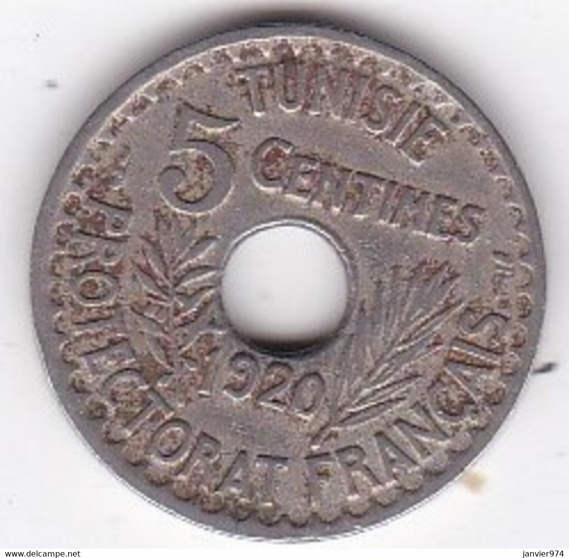 Protectorat Français . 5 Centimes 1920 HA 1338, Grand Module, En Frappe Monnaie En Cupro Nickel, Lec# 85 - Tunesië