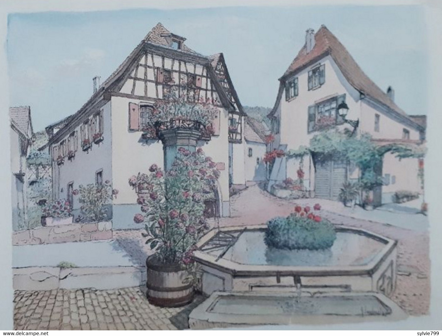 Gueberschwihr - Vieille Fontaine - Aquarelle De Gaston Lambert - Andere & Zonder Classificatie