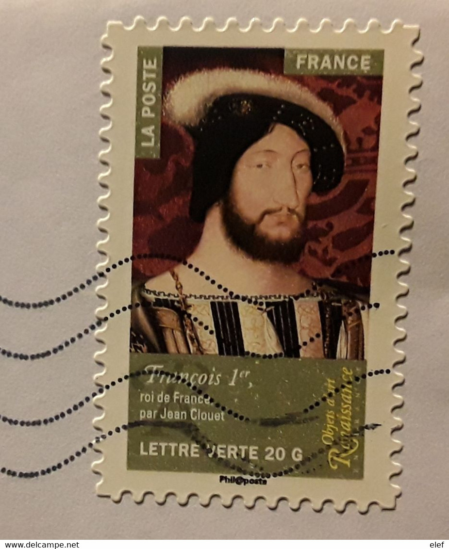 Lettre Verte Avec Timbre Roi De France FRANÇOIS 1 ER ,peinture De Clouet , TB - Brieven En Documenten