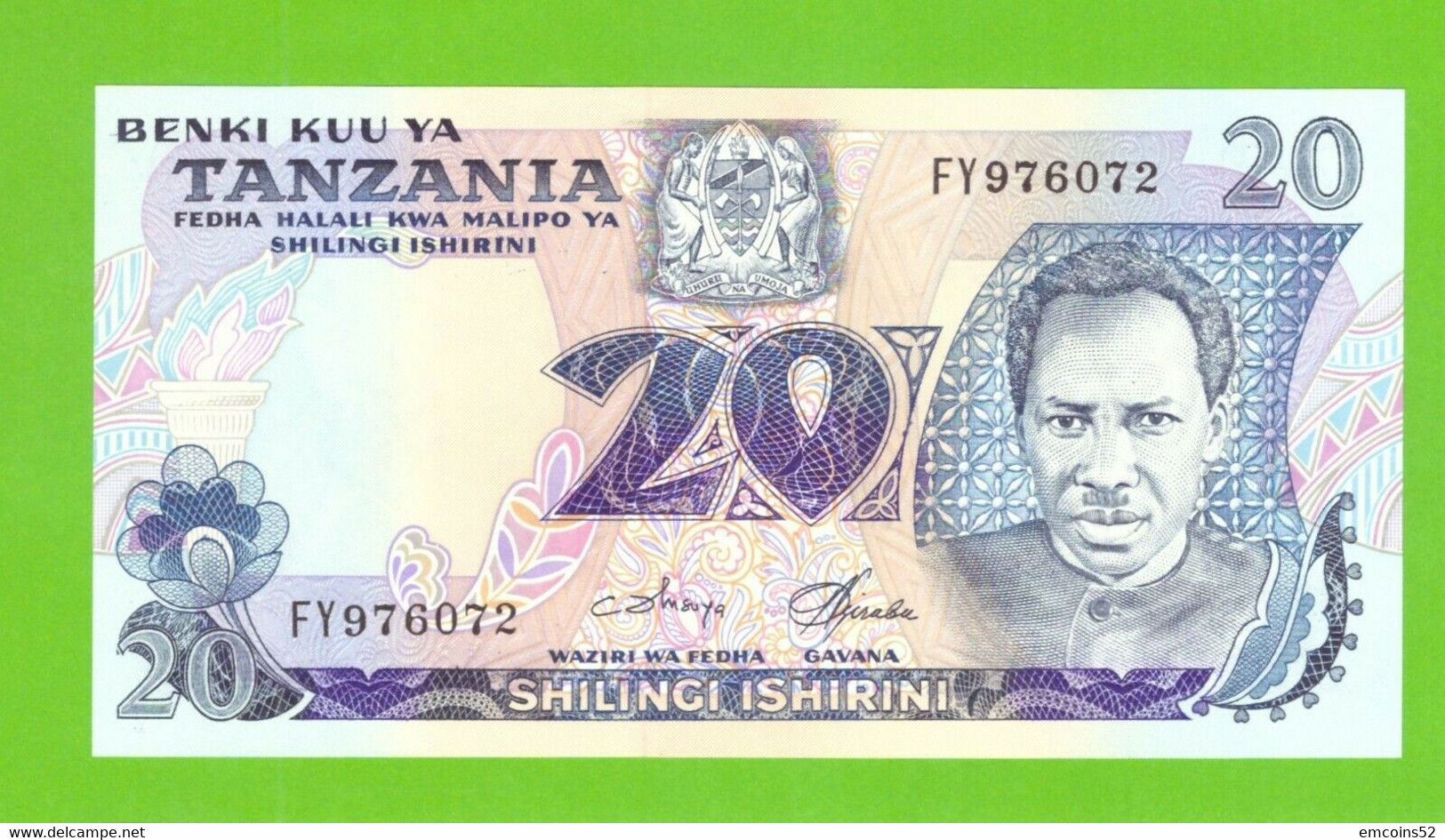 TANZANIA 20 SHILLINGS 1978  P-7c  UNC - Tanzania
