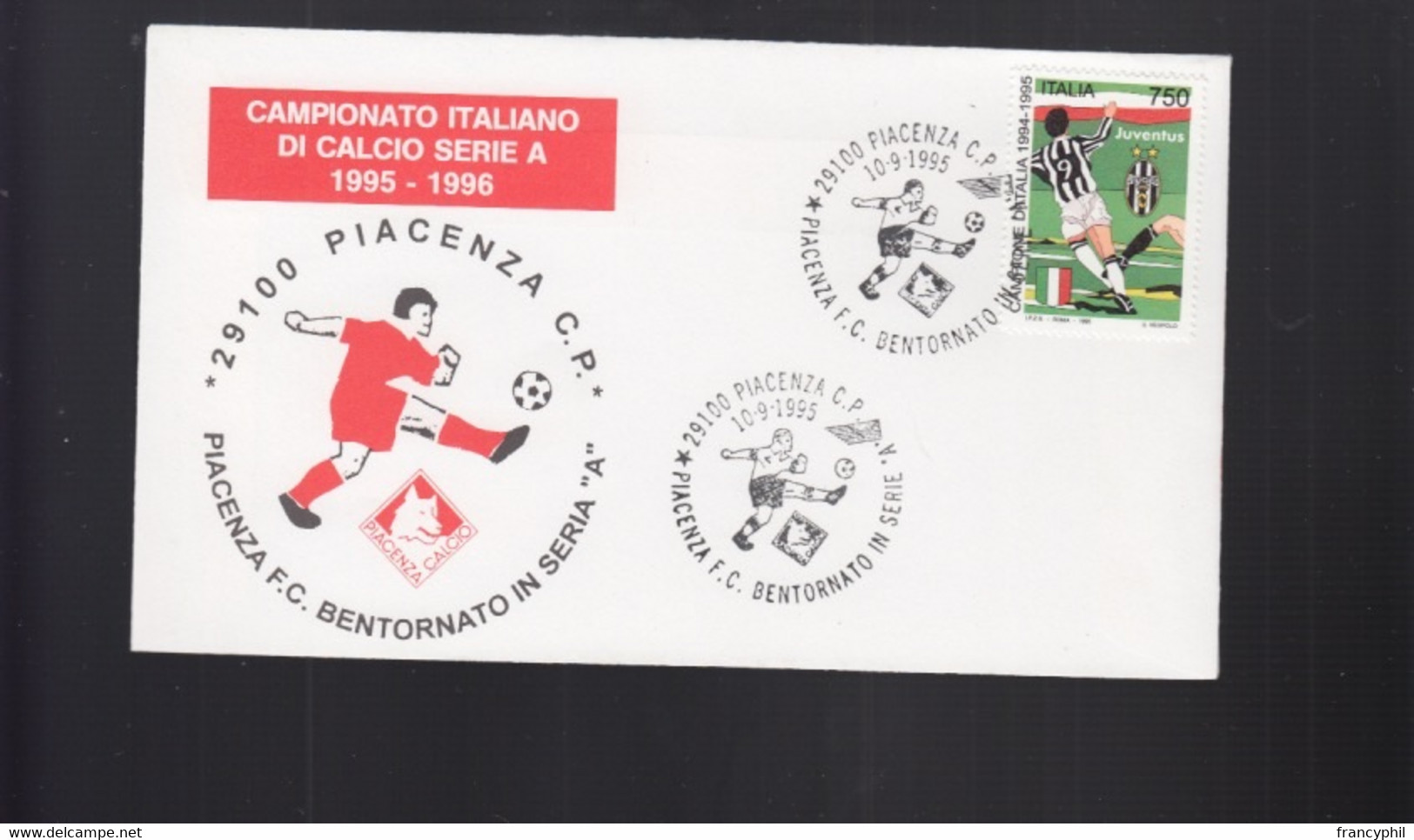 2022_PC5 Piacenza Piacenza Calcio FC Football Club Lupa Wolf 1995 - 1991-00: Storia Postale