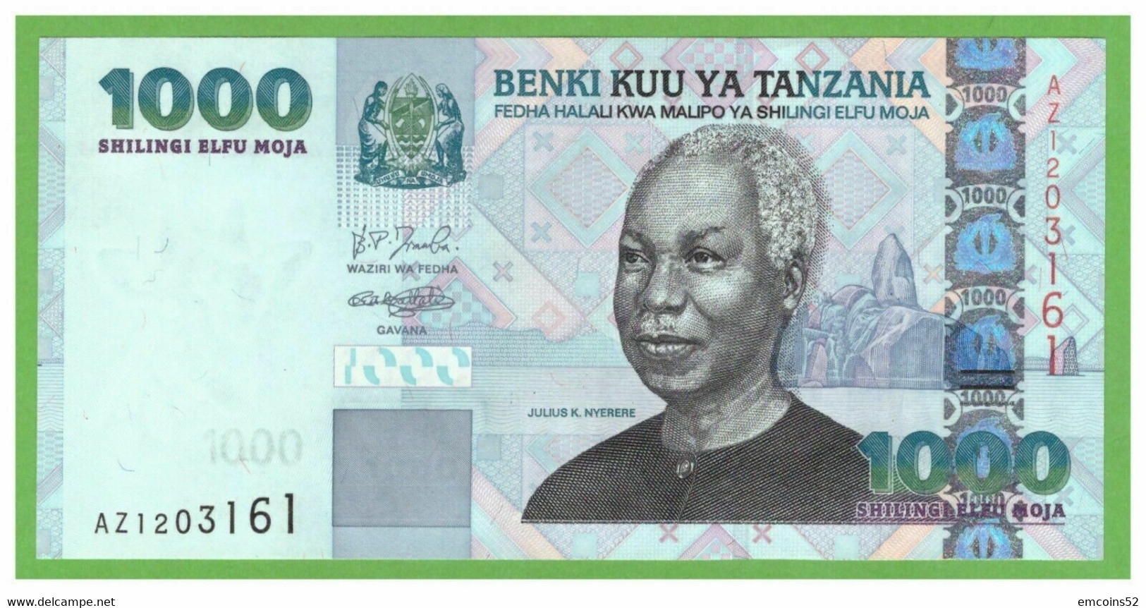 TANZANIA 1000 SHILLINGS 2003  P-36a  UNC - Tansania