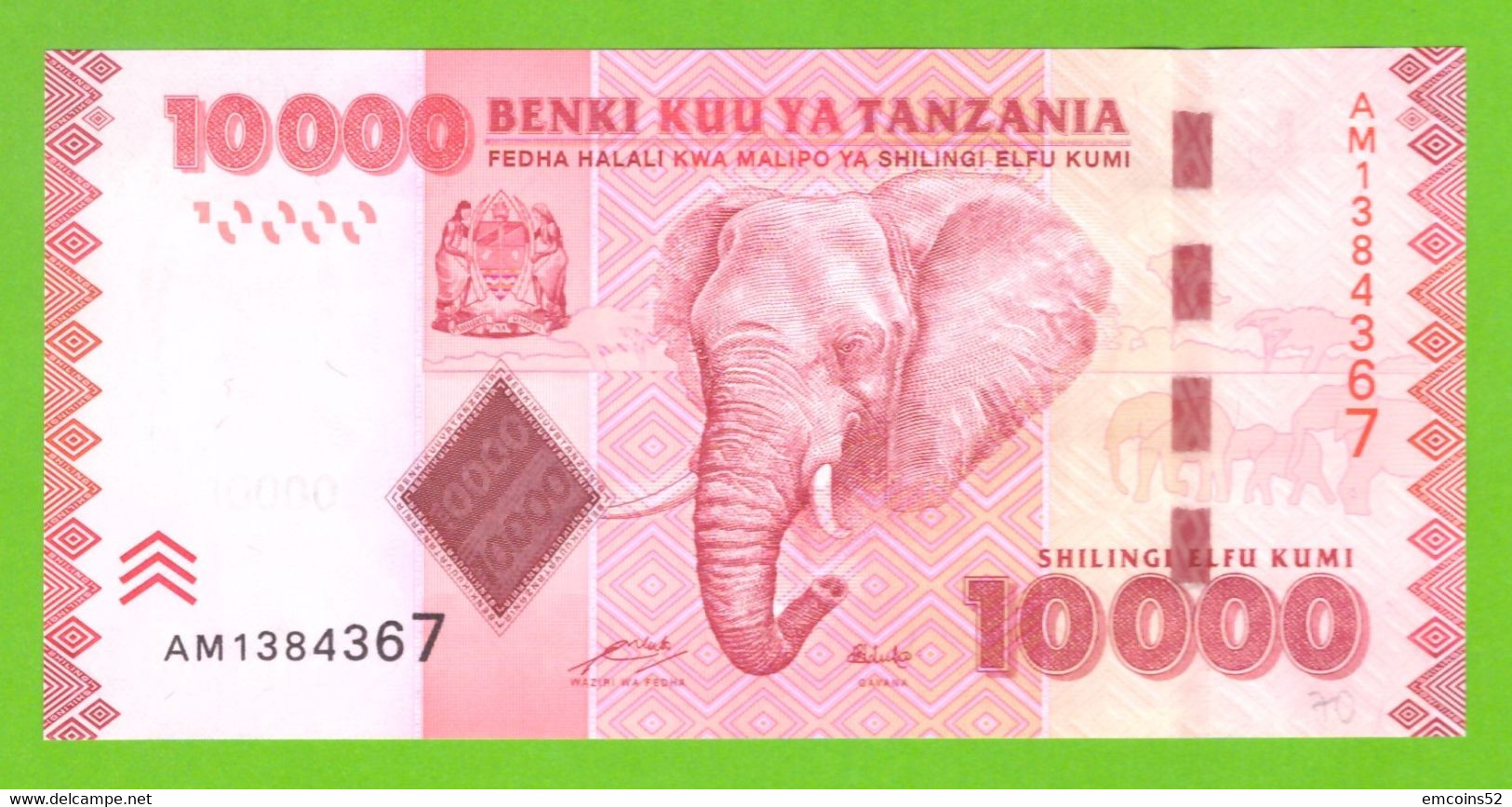 TANZANIA 10000 SHILLINGS 2010  P-44a  UNC - Tanzanie