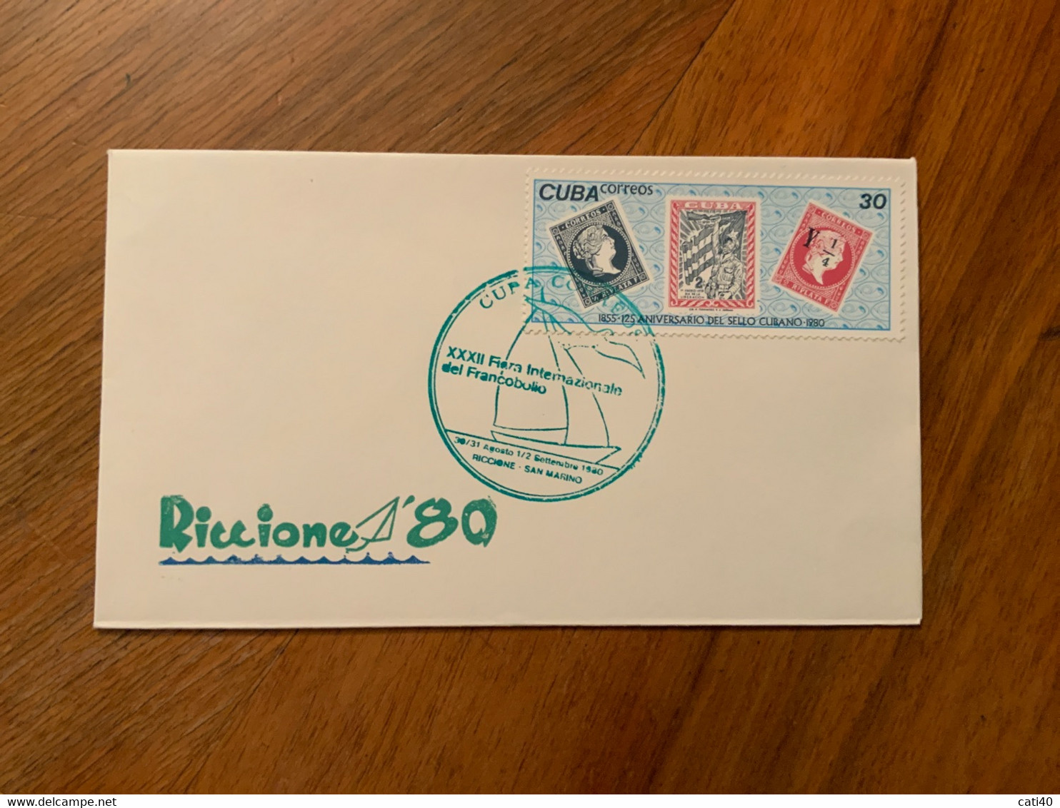 CUBA CORREOS - CENTENARIO FRANCOBOLLO - EMISSIONE PER RICCIONE 1980 - Cartas & Documentos