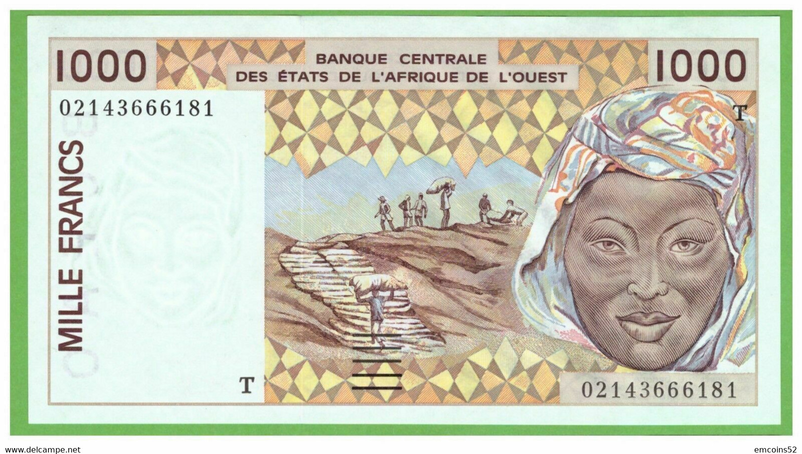 TOGO W.A.S. 1000 FRANCS 2002  P-811Tl UNC - Togo