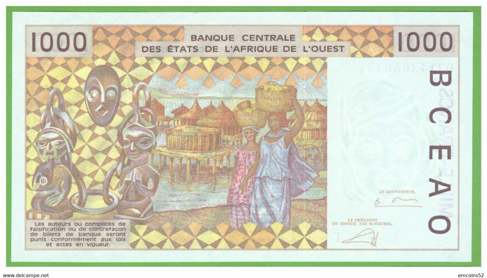 TOGO W.A.S. 1000 FRANCS 2002  P-811Tl UNC - Togo