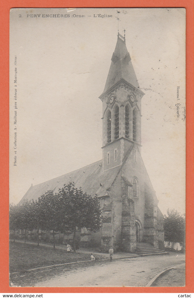 D61 - PERVENCHÈRES - L'ÉGLISE - 3 Enfants Près De L'église - Pervencheres