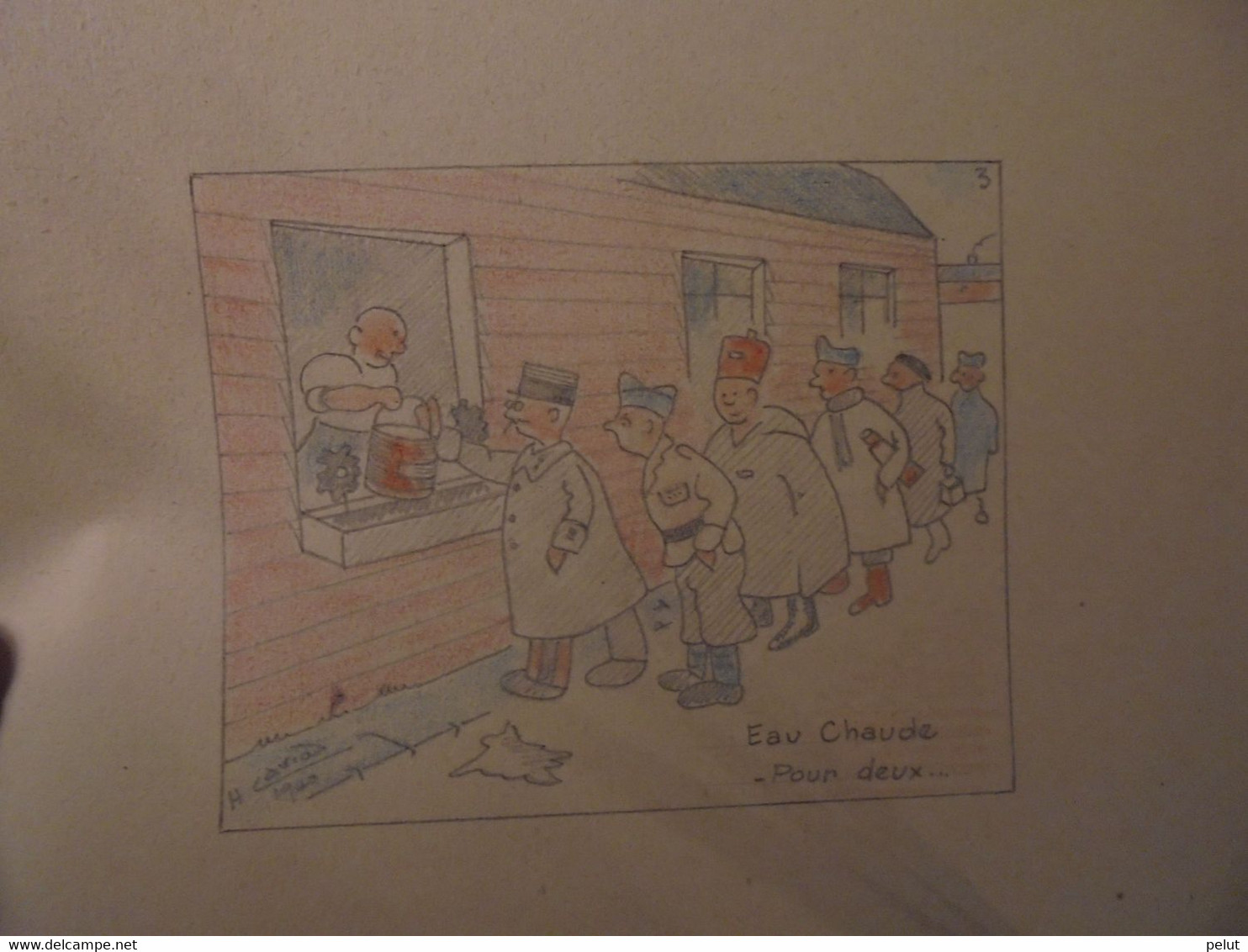 Camp De Prisonniers Français En 1941: 2 Dessins Originaux + Un Programme De Théatre - Drapeaux