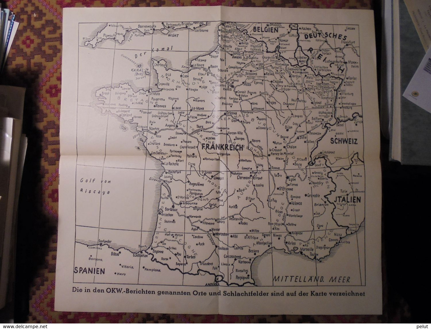 Carte De France De L'armée Allemande - Drapeaux