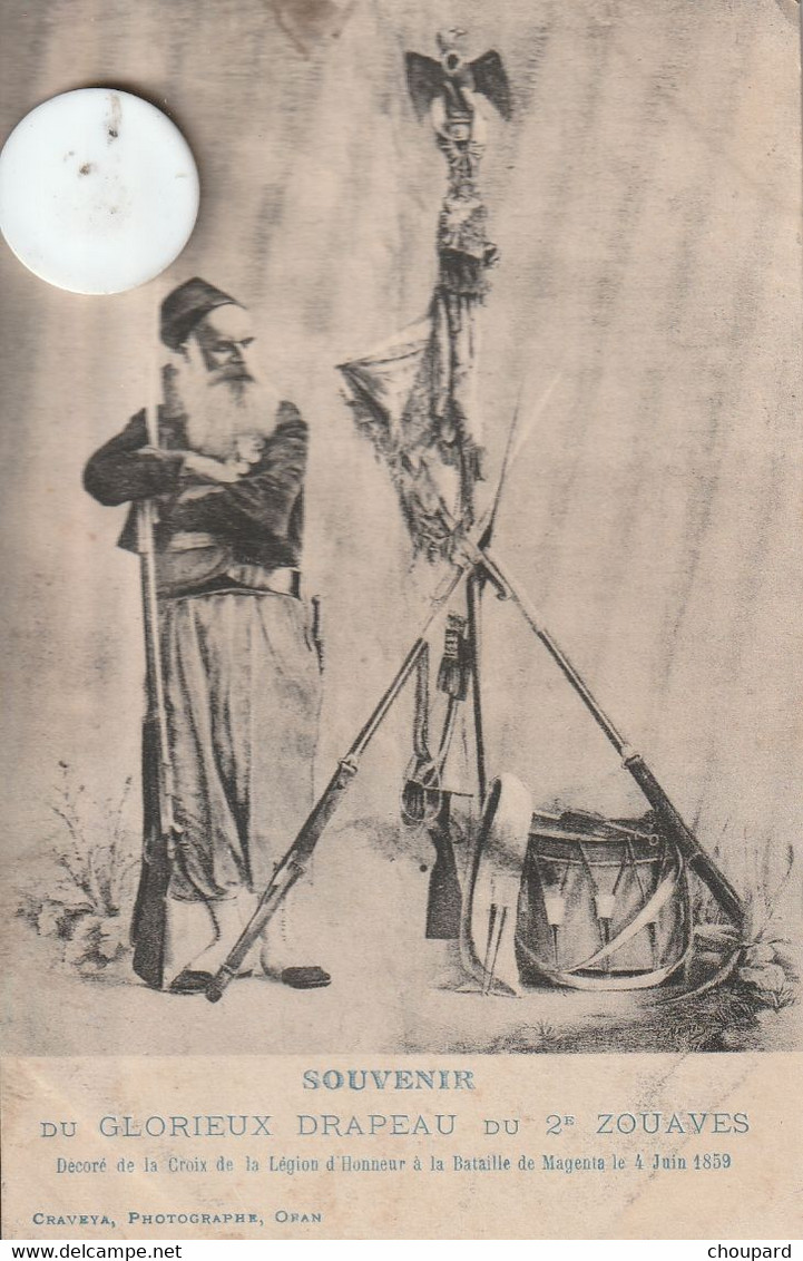 Très Belle Carte Postale Ancienne De   SOUVENIR DU GLORIEUX DRAPEAU DU 2ie ZOUAVE - Otras Guerras