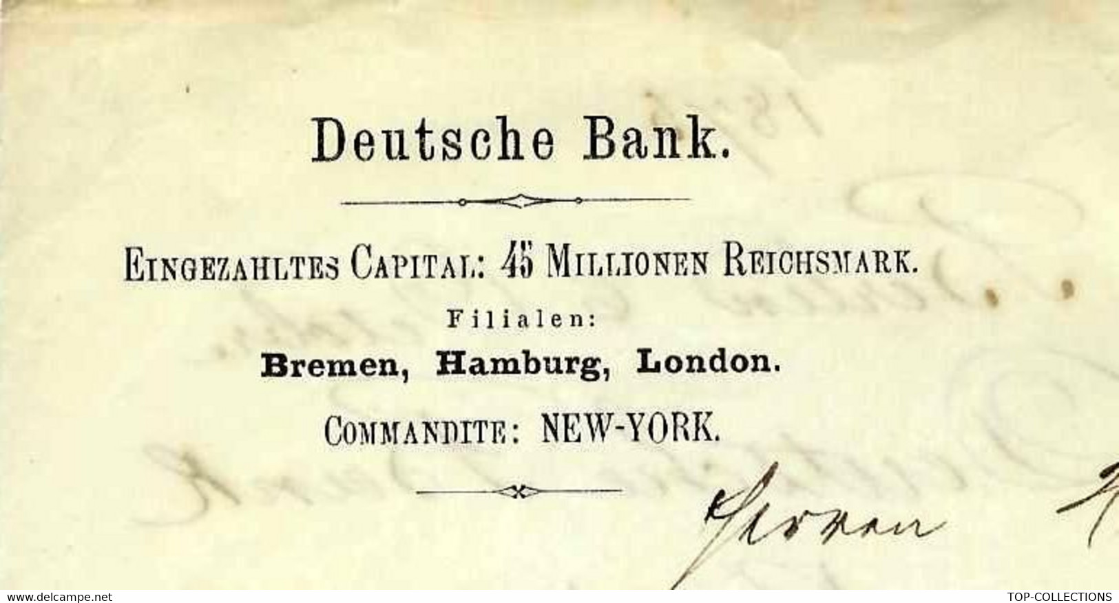 1875 DEUTSCHE BANK BRIEFBANK Berlin Deutschland MIT UNTERZEICHNUNG => Herrenschmidt Straßburg Frankreich - 1800 – 1899