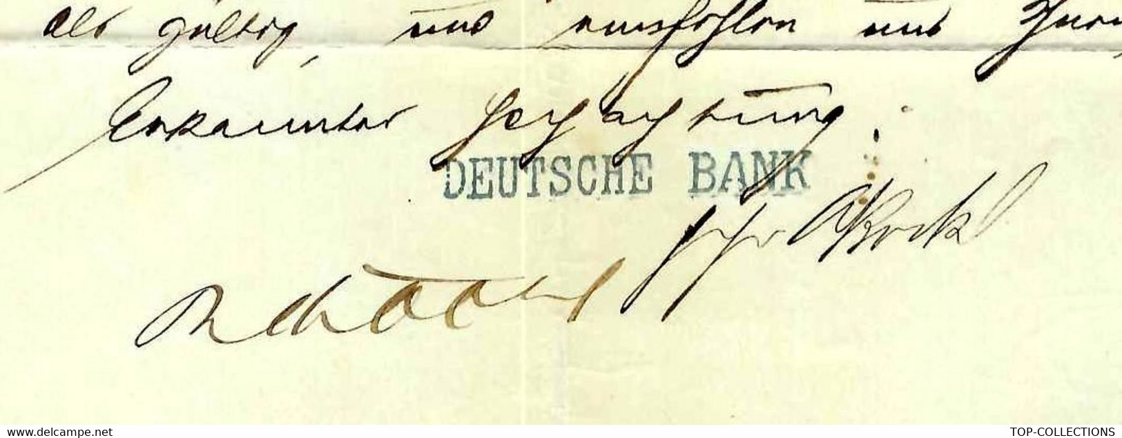 1875 DEUTSCHE BANK BRIEFBANK Berlin Deutschland MIT UNTERZEICHNUNG => Herrenschmidt Straßburg Frankreich - 1800 – 1899