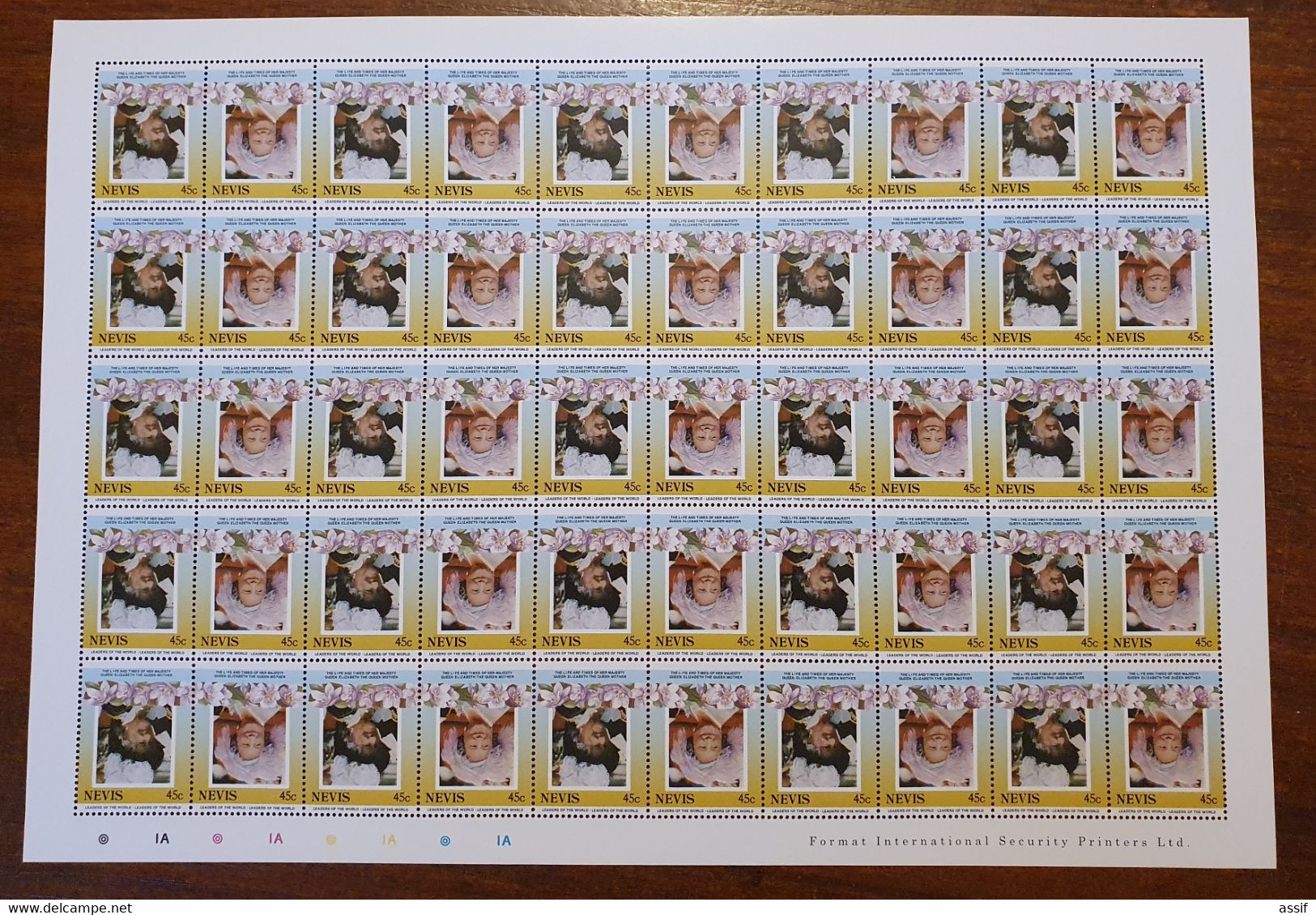 NEVIS 45c 1985 FEUILLE ENTIERE CENTRE RENVERSE SHEET INVERTED YT 311 Et 312 50 TIMBRES NEUFS ** /FREE SHIPPING R - St.Kitts Und Nevis ( 1983-...)