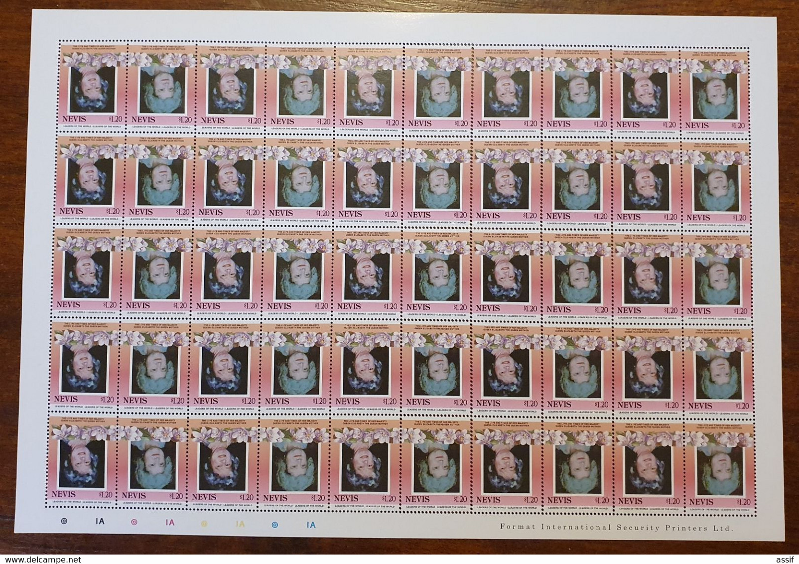 NEVIS 1,20$ 1985 FEUILLE ENTIERE CENTRE RENVERSE SHEET INVERTED YT 315 Et 316 50 TIMBRES NEUFS ** /FREE SHIPPING R - St.Kitts Y Nevis ( 1983-...)