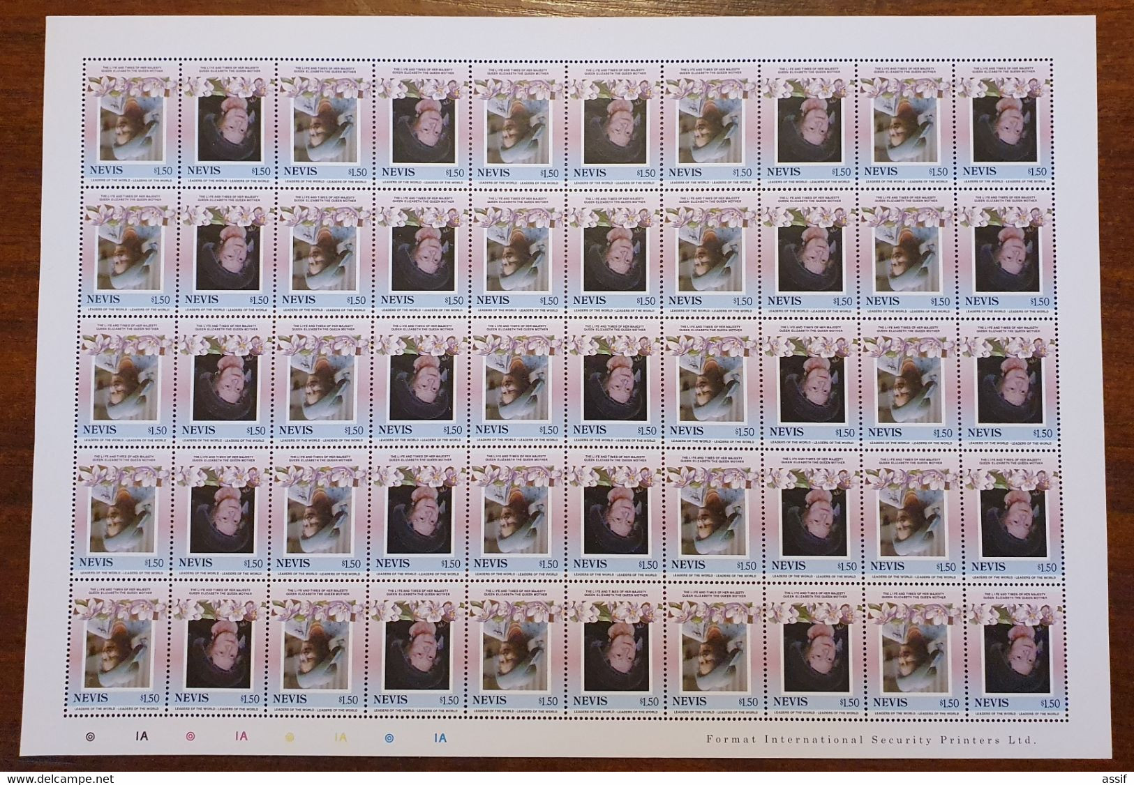 NEVIS 1,50$ 1985 FEUILLE ENTIERE CENTRE RENVERSE SHEET INVERTED YT 317 Et 318 50 TIMBRES NEUFS ** /FREE SHIPPING R - St.Kitts And Nevis ( 1983-...)