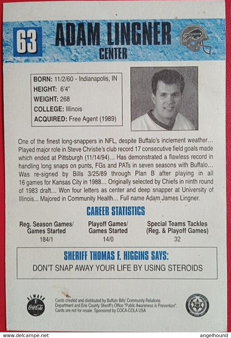 Buffalo Bills Adam Lingner - 1980-1989