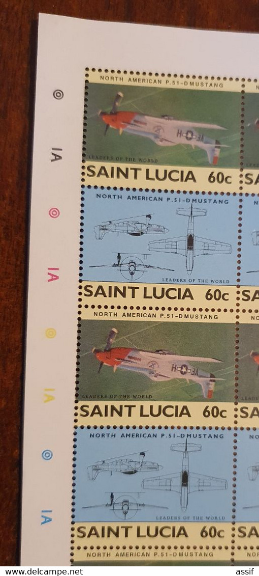 SAINT LUCIA 60c 1985 FEUILLE ENTIERE CENTRE RENVERSE SHEET INVERTED 50 TIMBRES NEUFS ** /FREE SHIPPING R - St.Lucia (1979-...)