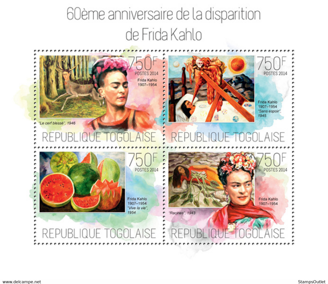 2014 TOGO MNH. FRIDA KAHLO  |  Yvert&Tellier Code: 3728-3731  |  Michel Code: 5590-5593 - Togo (1960-...)