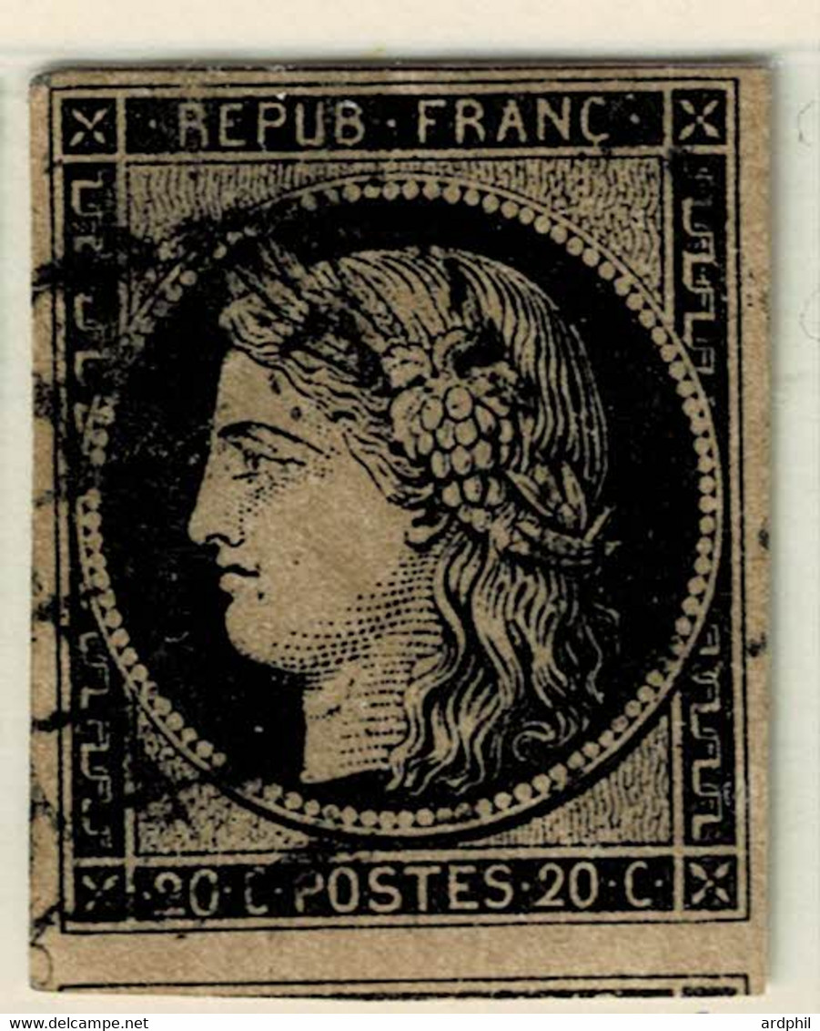 A1D- N°3 Noir S Chamois Clair Nuance Certifiée ROUMET Timbre Sans Défaut. Voir Scan De Comparaison - 1849-1850 Ceres