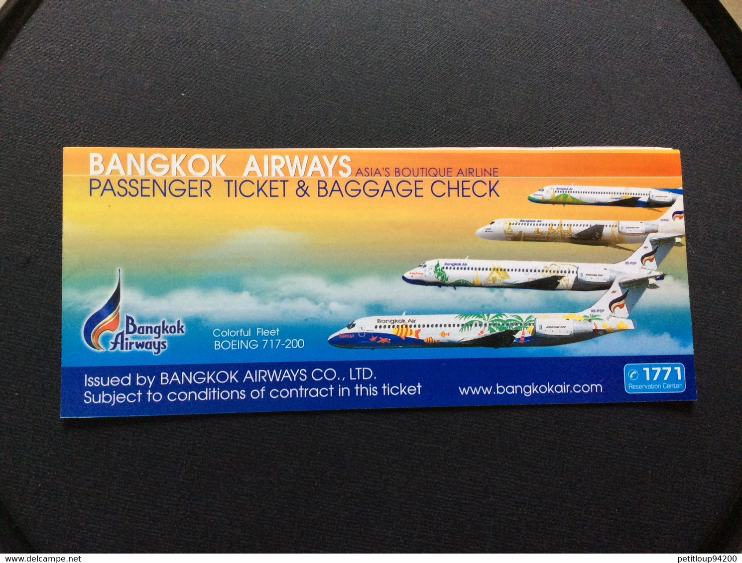 TICKET BANGKOK AIRWAYS  Phnom Penh>Bangkok  ANNEE 2008 - Billetes