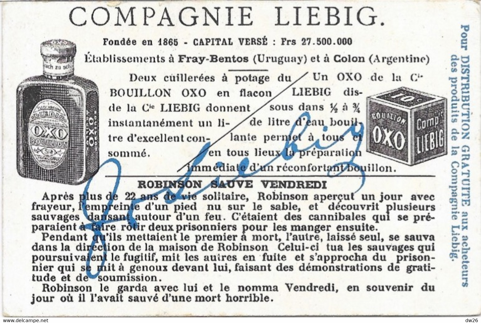 Extrait De Viande Liebig - Chromo Robinson Crusoé Et Vendredi - Lot De 2 Chromos N° 4 Et N° 5 - Liebig