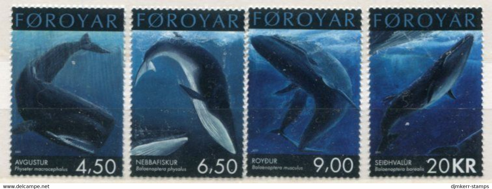 FAEROE ISLANDS 2001 Nature Protection: Whales MNH / **  Michel 408-11 - Islas Faeroes