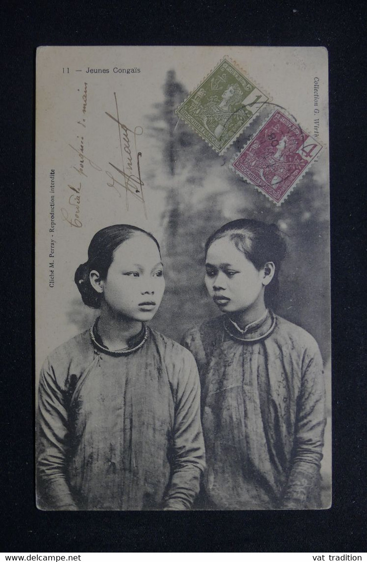 CHINE / INDOCHINE - Carte Postale D'Indochine Pour Un Soldat à Tien Tsin Et Redirigé Vers Pékin En 1908  - L 114619 - Storia Postale