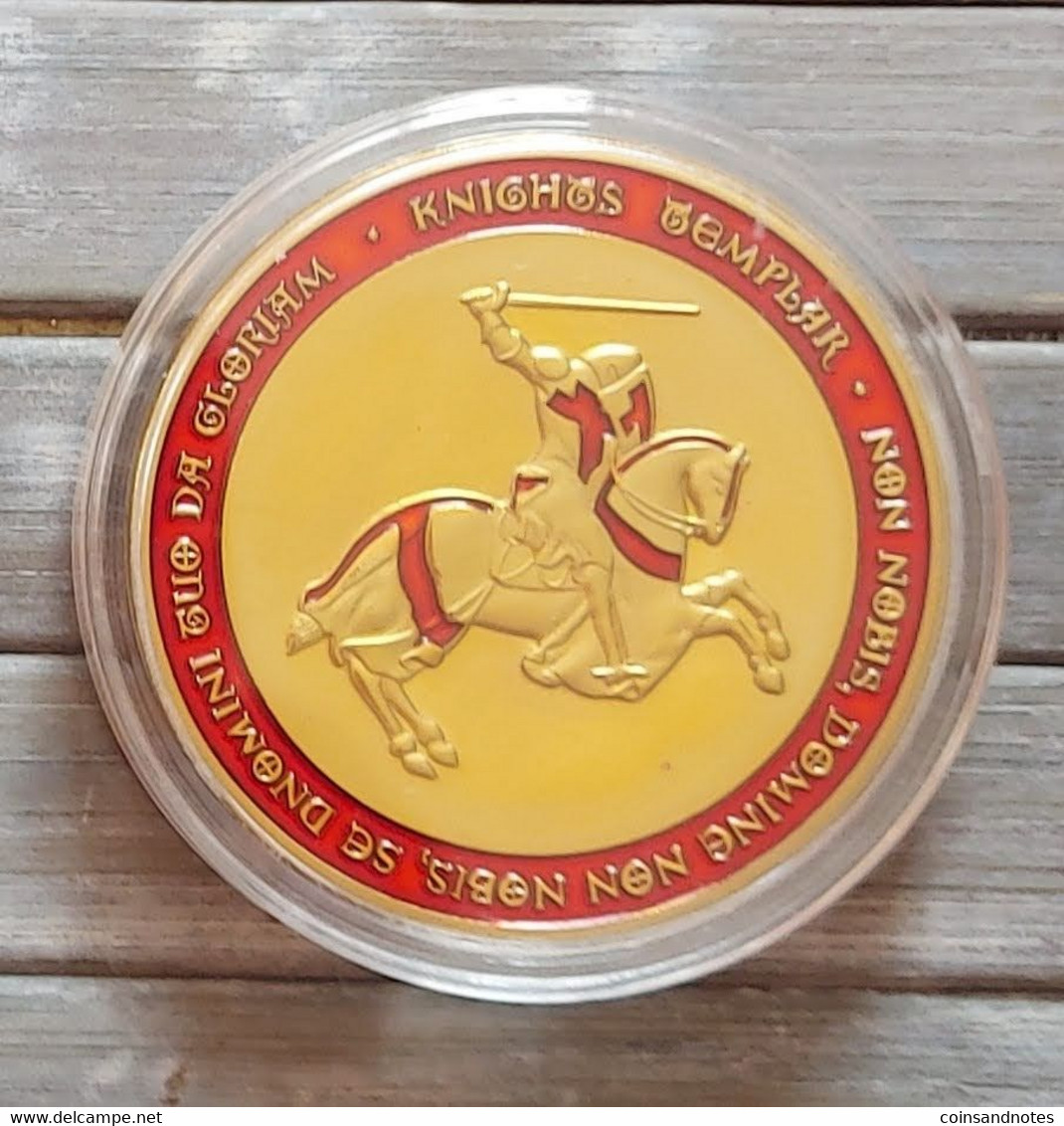 Masonic Red Knights Templar On Horse - Red Cross - Freemason - Gold Plated - UNC - Other & Unclassified