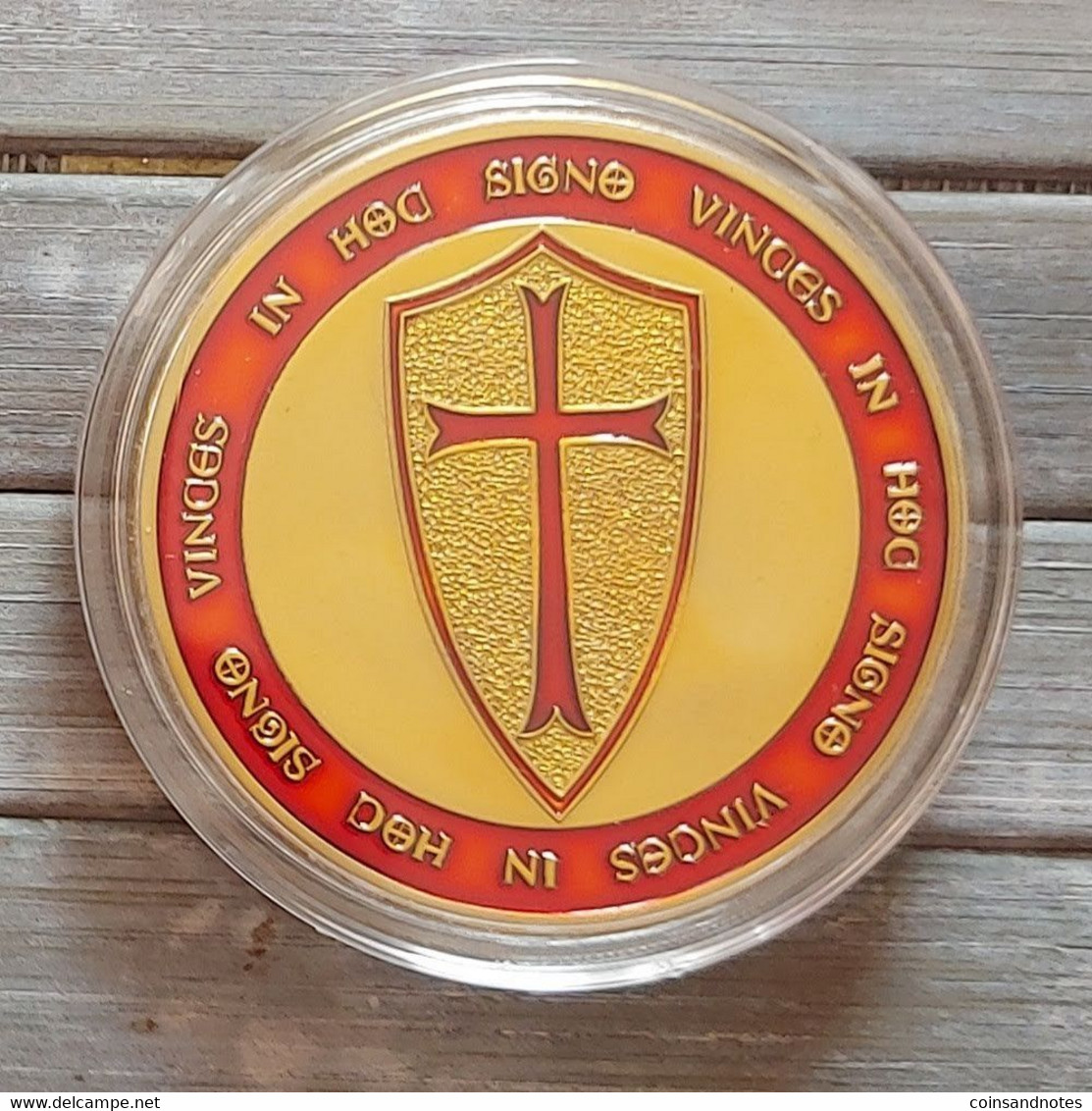 Masonic Red Knights Templar On Horse - Red Cross - Freemason - Gold Plated - UNC - Other & Unclassified