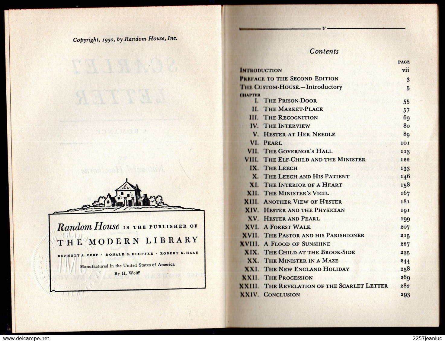 The Scarlet Letter  By Nathaniel Hawthorne -  Modern Library 1950 - Otros & Sin Clasificación