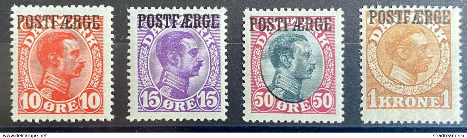 Danemark Christian X Surchargés POSTFAERGE  N°117 à 120* Frais & TTB Le 119 Signé - Unused Stamps