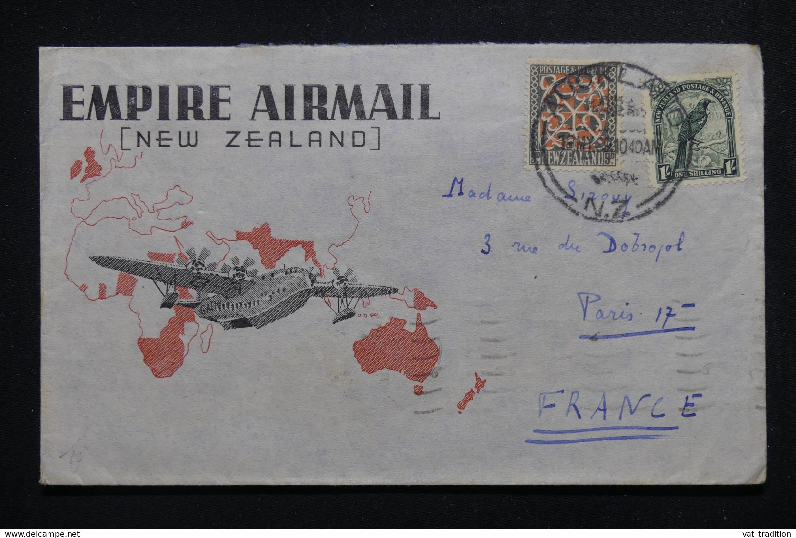NOUVELLE ZÉLANDE - Enveloppe De Aukland Pour Paris Par Avion En 1939 - L 114631 - Covers & Documents