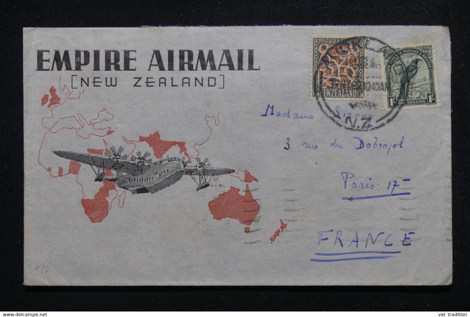 NOUVELLE ZÉLANDE - Enveloppe De Aukland Pour Paris Par Avion En 1939 - L 114631 - Storia Postale