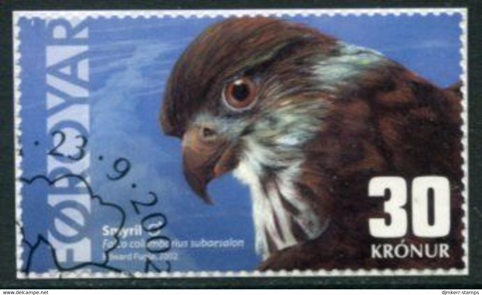FAEROE ISLANDS 2002 Bird: Icelandic Merlin Used On Small Piece.  Michel Block 435 - Faroe Islands