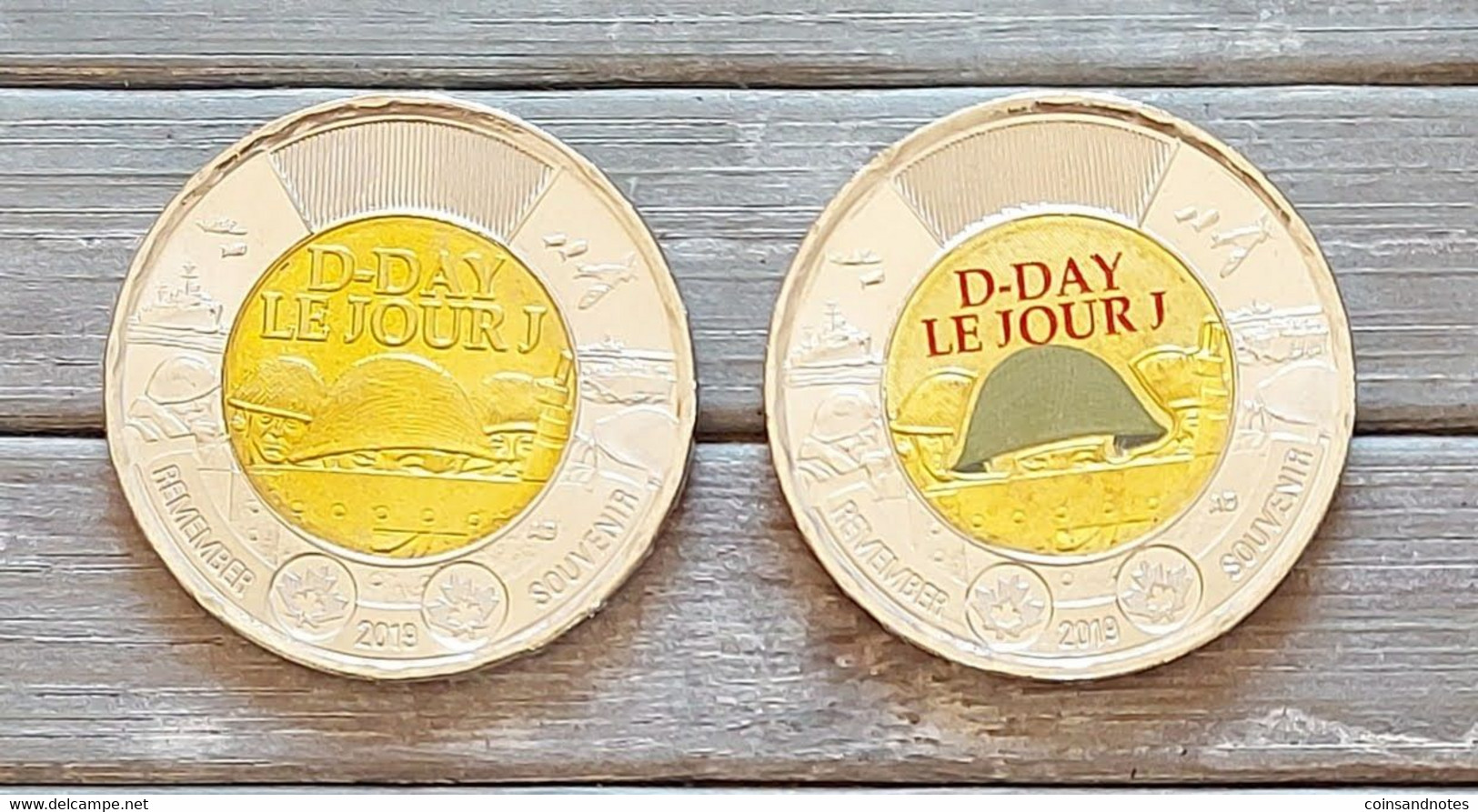 Canada 2019 - Set Of Two 2 Dollars - Elizabeth II - D-Day  BU (Position A + B On The Edge!!!) - Canada