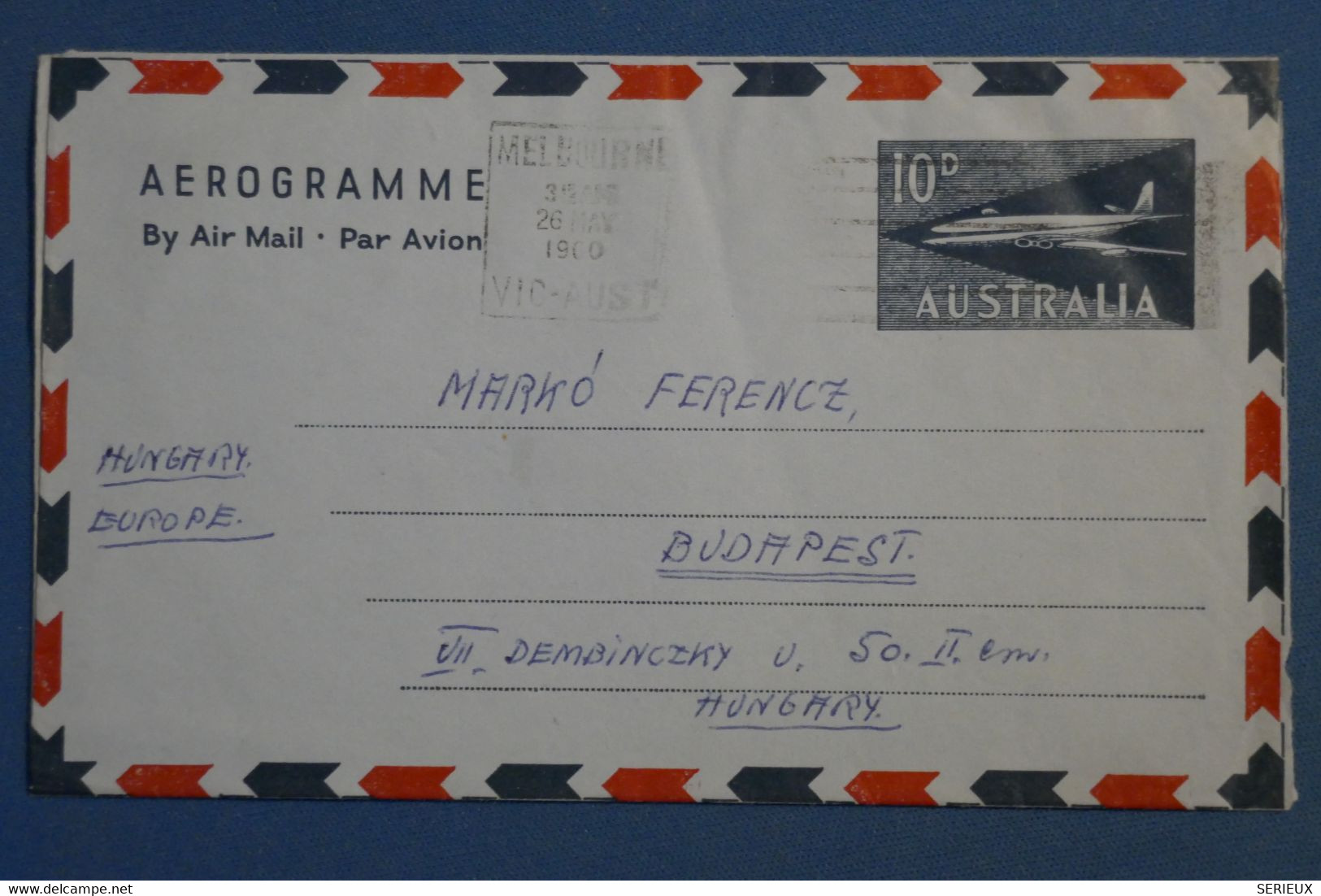 A0 11 AUSTRALIA BELLE LETTRE AEROGRAMME 1960  MELBOURNE POUR  BUDAPEST HONGRIE   +AFFRANCH. INTERESSANT - Lettres & Documents