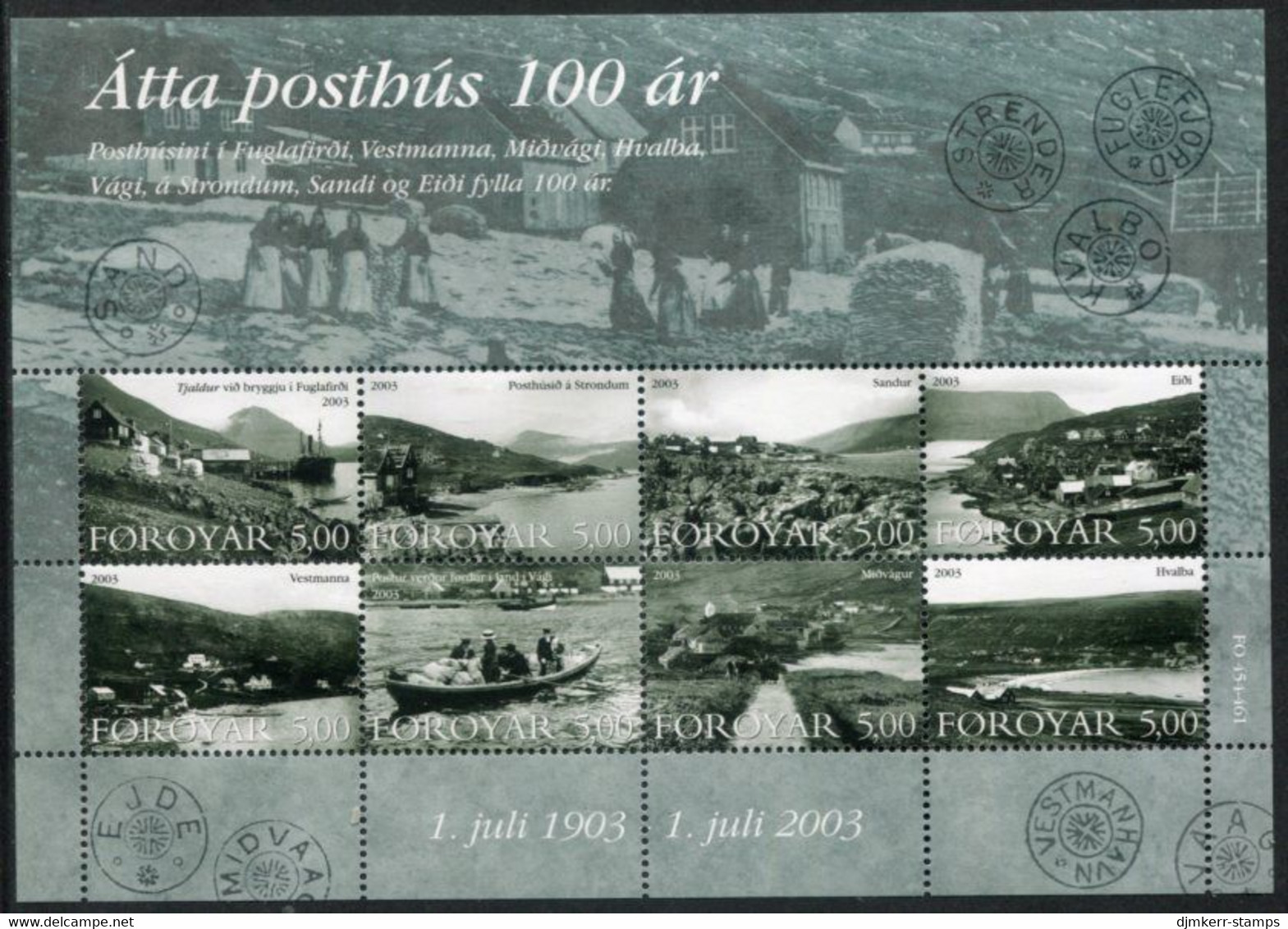 FAEROE ISLANDS 2003  Post Office Centenaries MNH / **.  Michel 462-69 - Faroe Islands