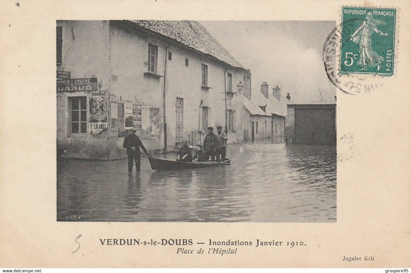 VERDUN SUR LE DOUBS PLACE DE L'HOPITAL INONDATIONS JANVIER 1910 - Sonstige & Ohne Zuordnung